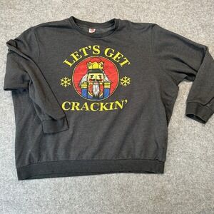 Holiday Time‎ Let's Get Crackin' Nutcracker Sweatshirt 3XL Charcoal Gray Graphic